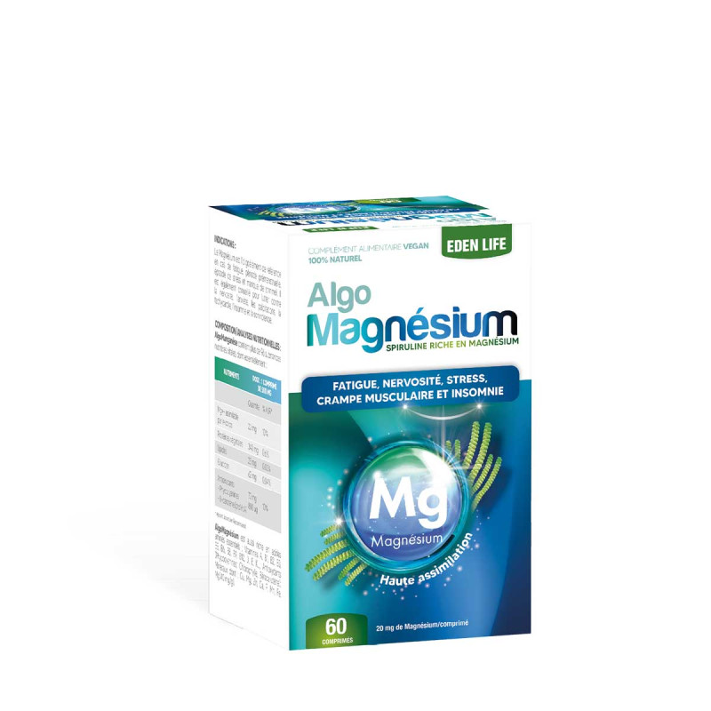 Complément alimentaire anti-fatigue - Eden Life Algo-mangnésium - 60 comprimés