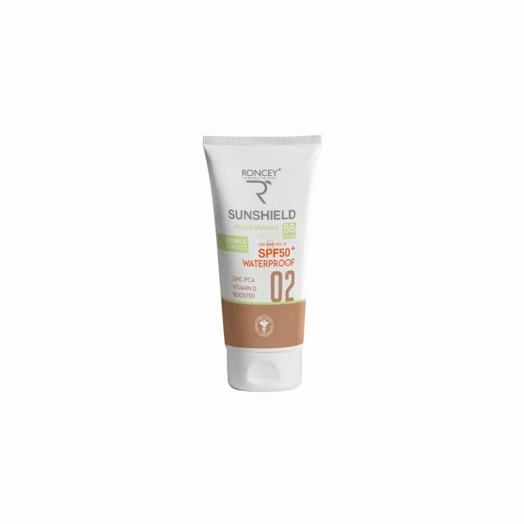 RONCEY SUNSHIELD POUE LES PEAUX GRASSES WATERPROOF TEINTE 02 SPF50+ 50ML