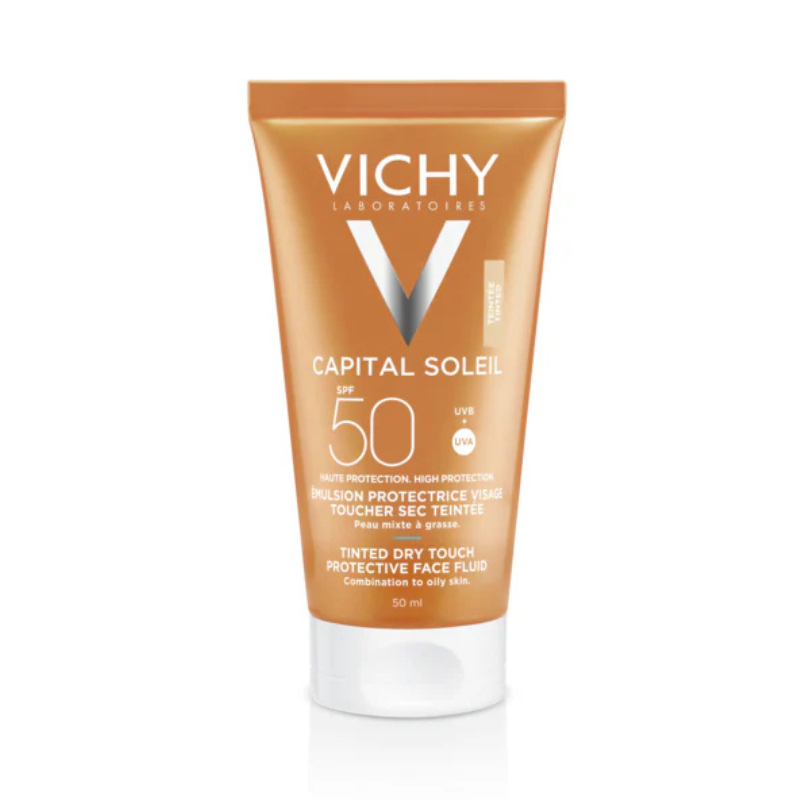 VICHY CAPITAL SOLEIL EMULSION TOUCHER SEC TEINTEE PEAUX MIXTE A GRASSE SPF50+ 50ML